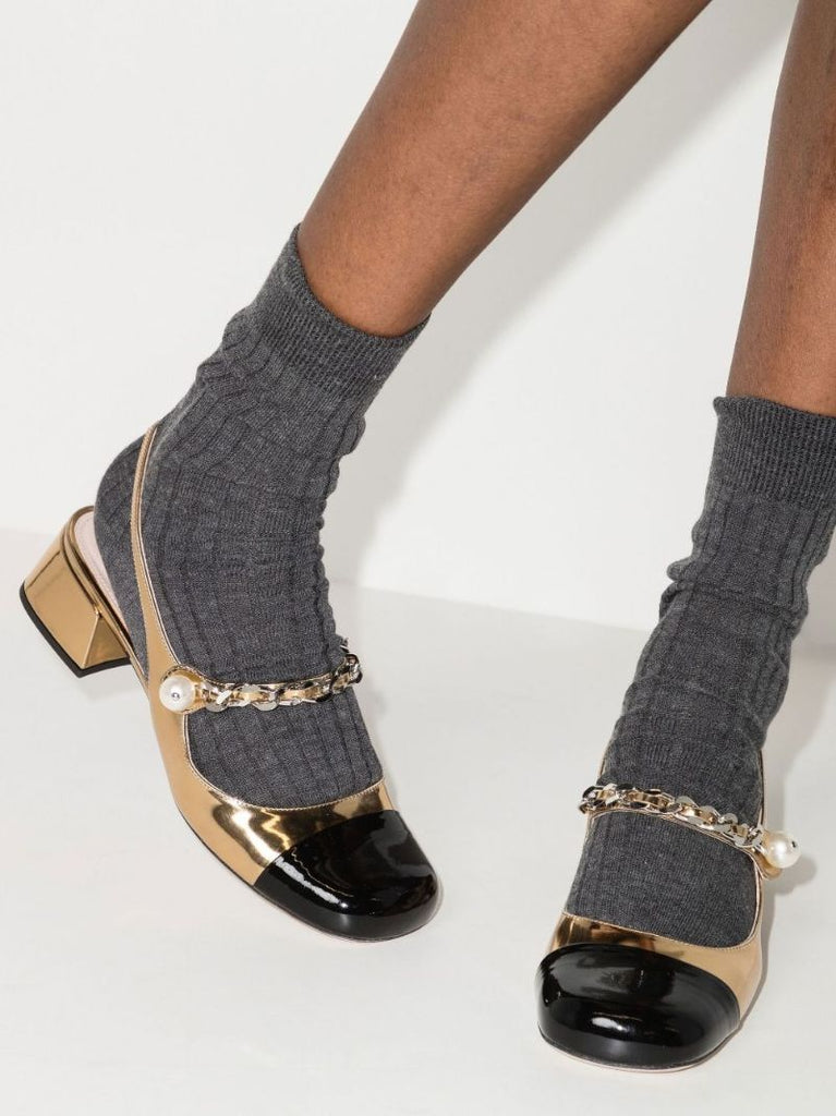 Gold 35 Slingback Leather Pumps