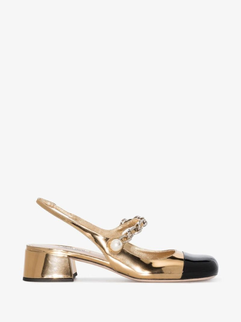 Gold 35 Slingback Leather Pumps