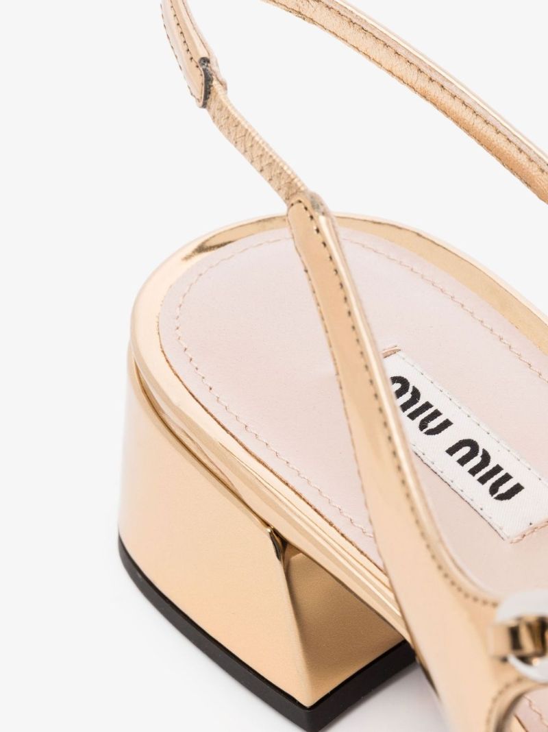 Gold 35 Slingback Leather Pumps