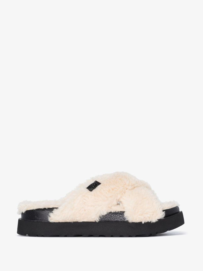 Neutral Fuzz Sugar Criss-cross Sandals