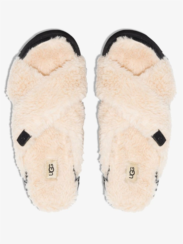 Neutral Fuzz Sugar Criss-cross Sandals