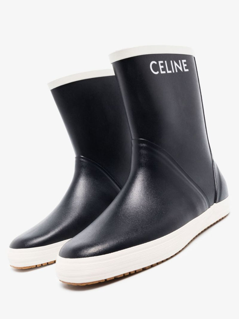 Blue Logo Rubber Ankle Boots