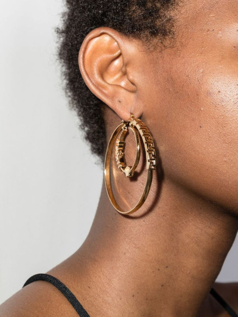 Gold Tone Double Hoop Earrings