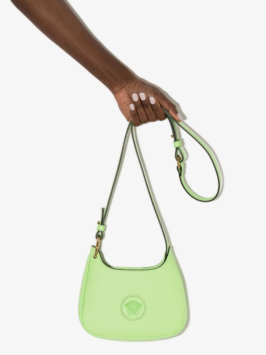 Green La Medusa Small Leather Cross Body Bag