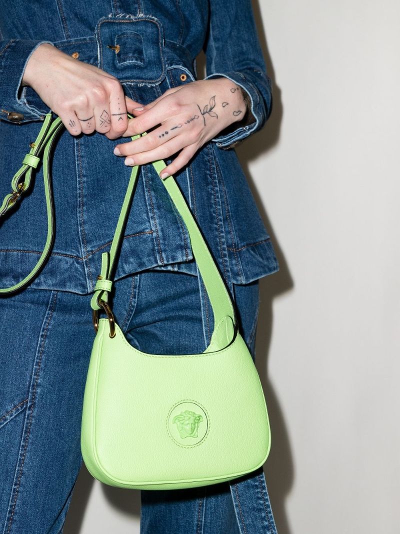 Green La Medusa Small Leather Cross Body Bag