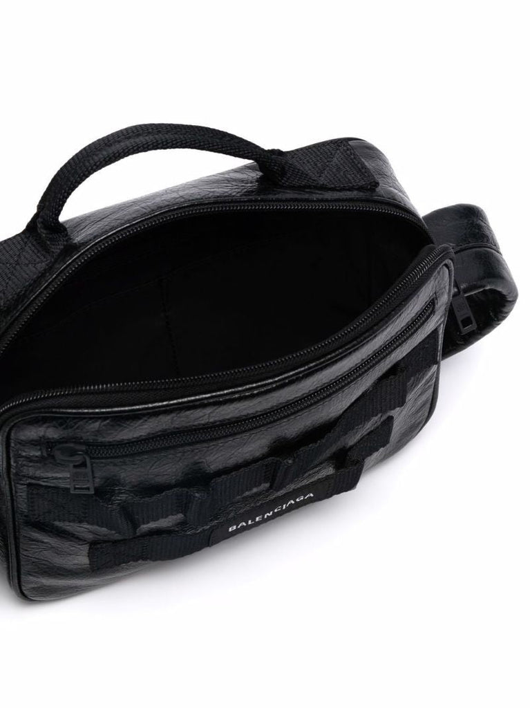 Black Army Leather Cross Body Bag