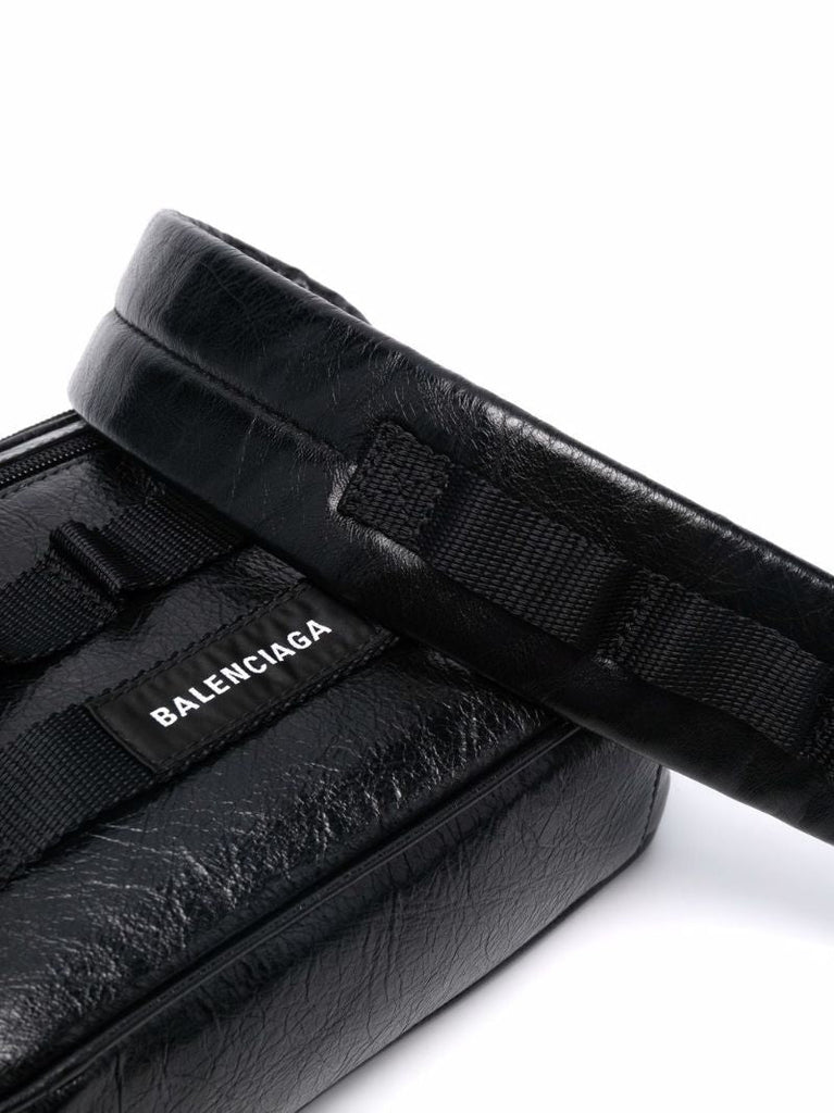 Black Army Leather Cross Body Bag