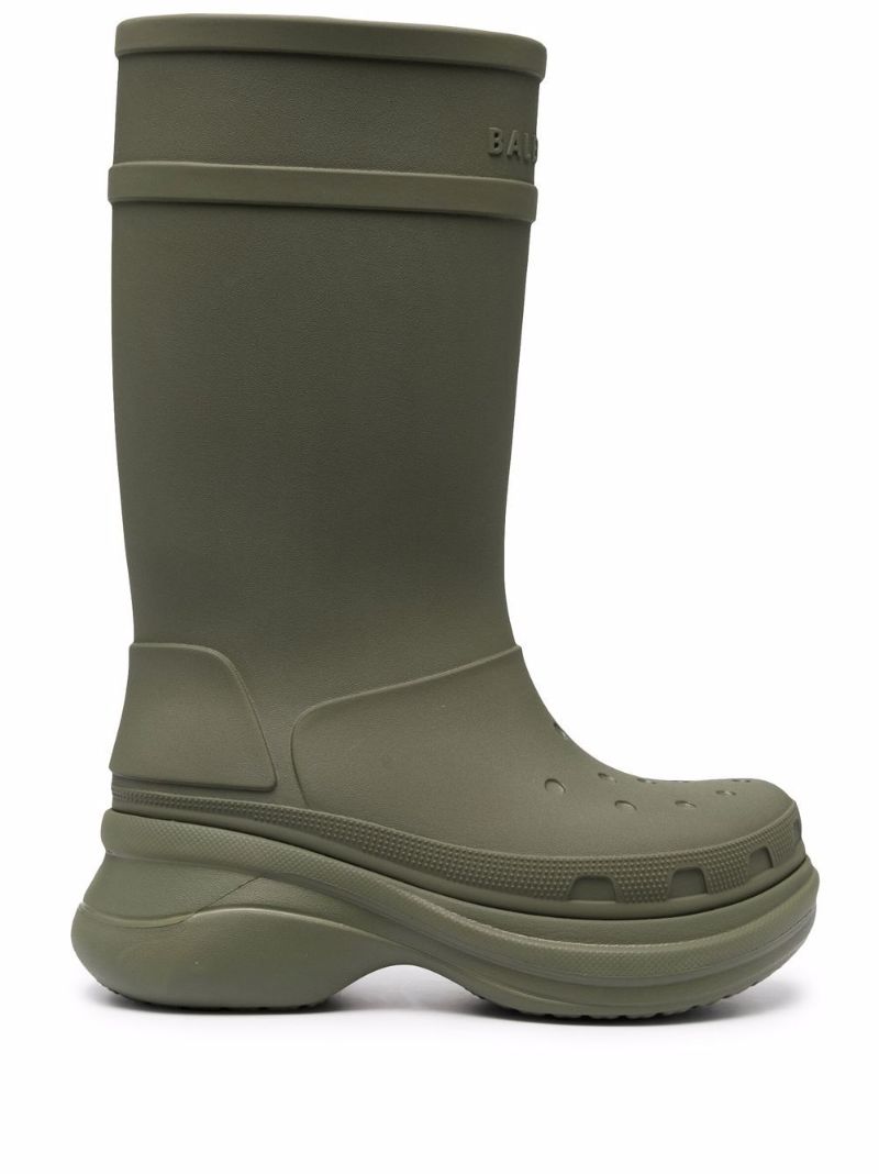 X Crocs Green Chunky Rain Boots