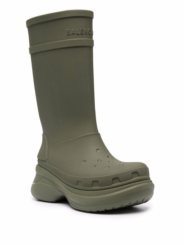 X Crocs Green Chunky Rain Boots