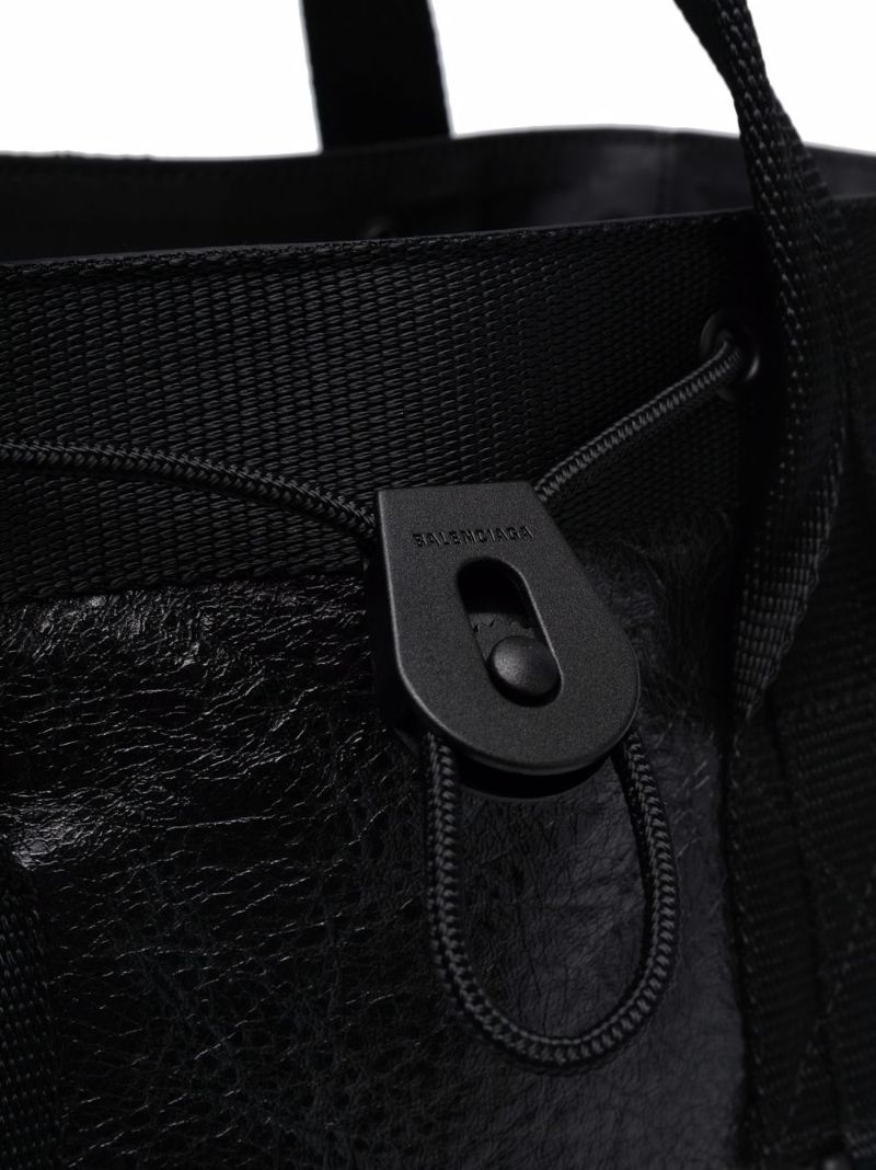 Black Small Army Leather Tote Bag