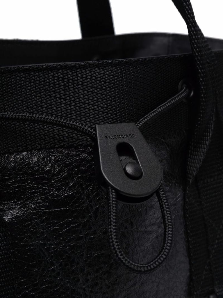 Black Small Army Leather Tote Bag