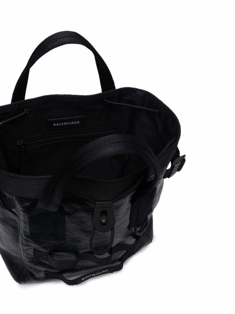 Black Small Army Leather Tote Bag