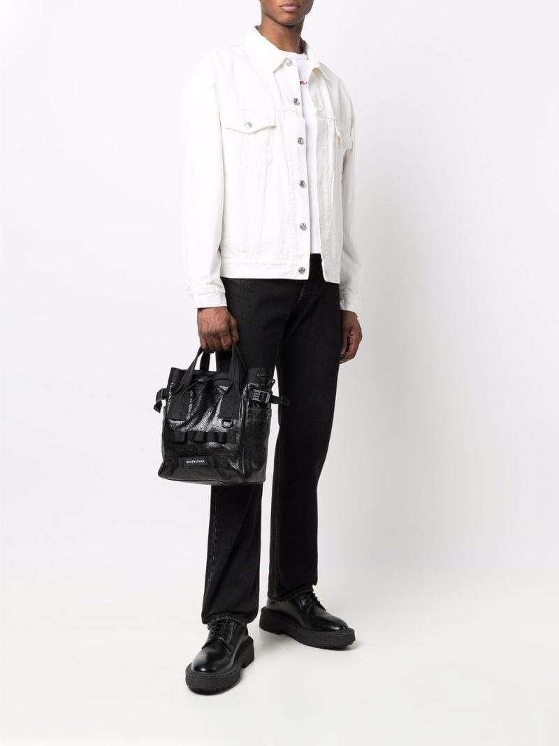 Black Small Army Leather Tote Bag