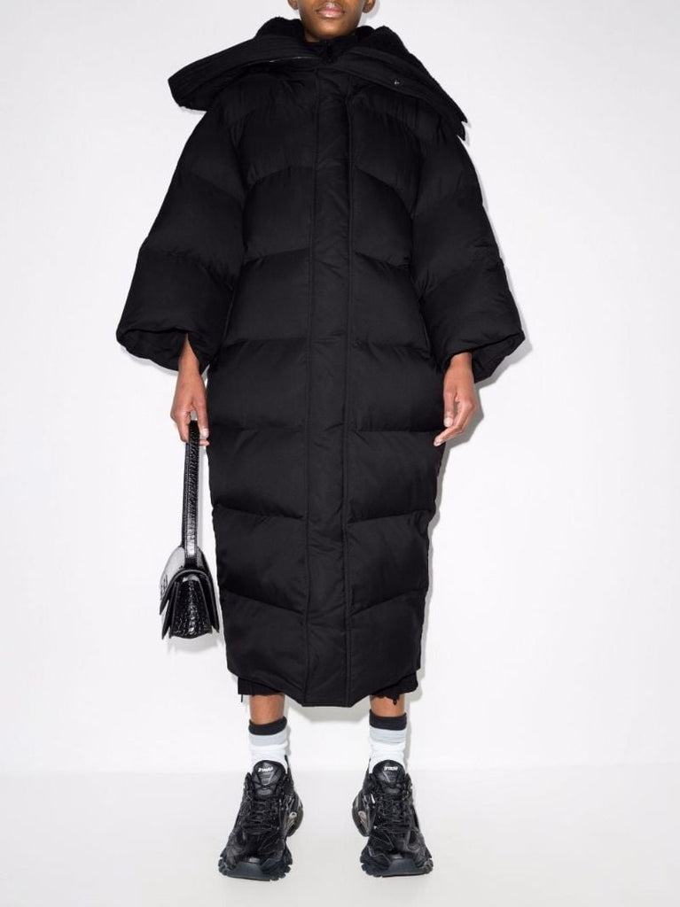 Black Cb Longline Quilted Coat