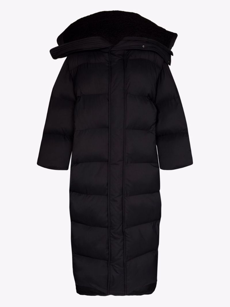 Black Cb Longline Quilted Coat