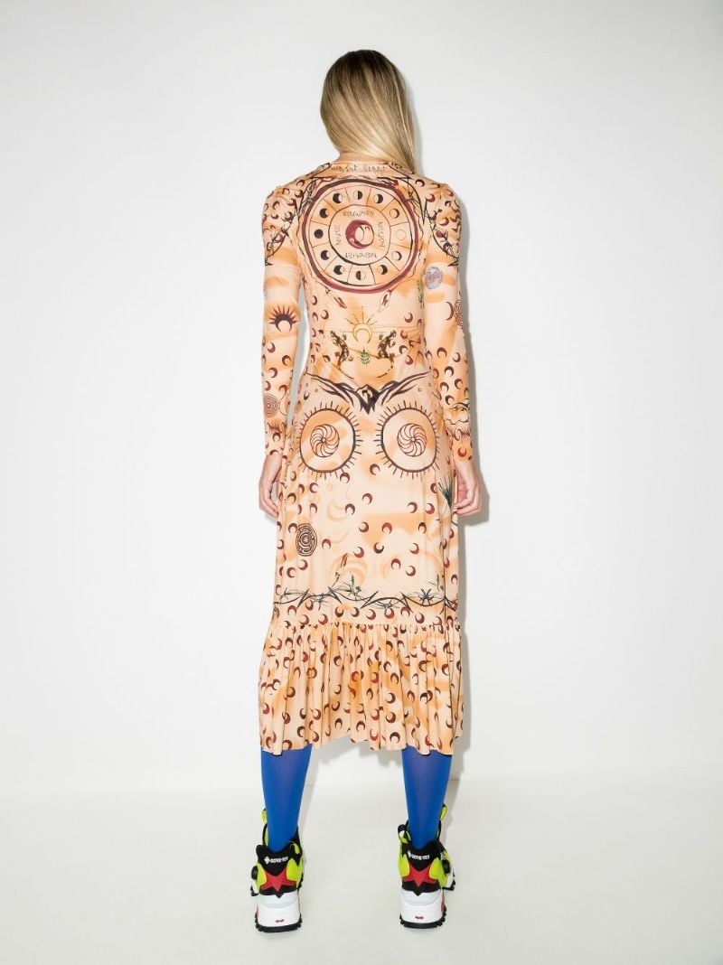 Tattoo Frilled Hem Midi Dress