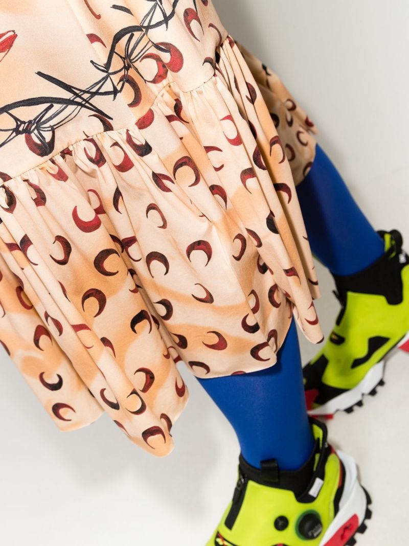 Tattoo Frilled Hem Midi Dress