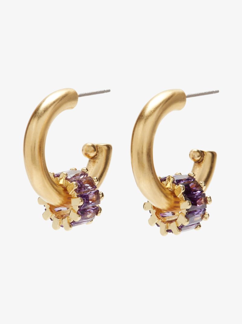 Gold-plated Pinkie Swear Crystal Hoop Earrings