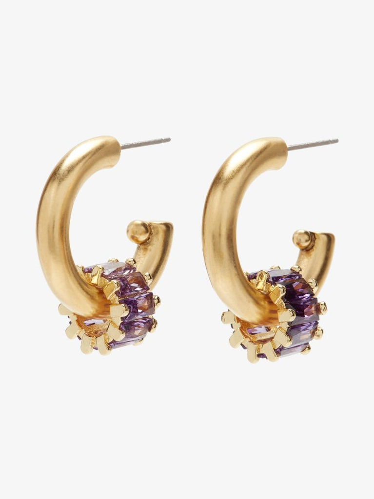 Gold-plated Pinkie Swear Crystal Hoop Earrings