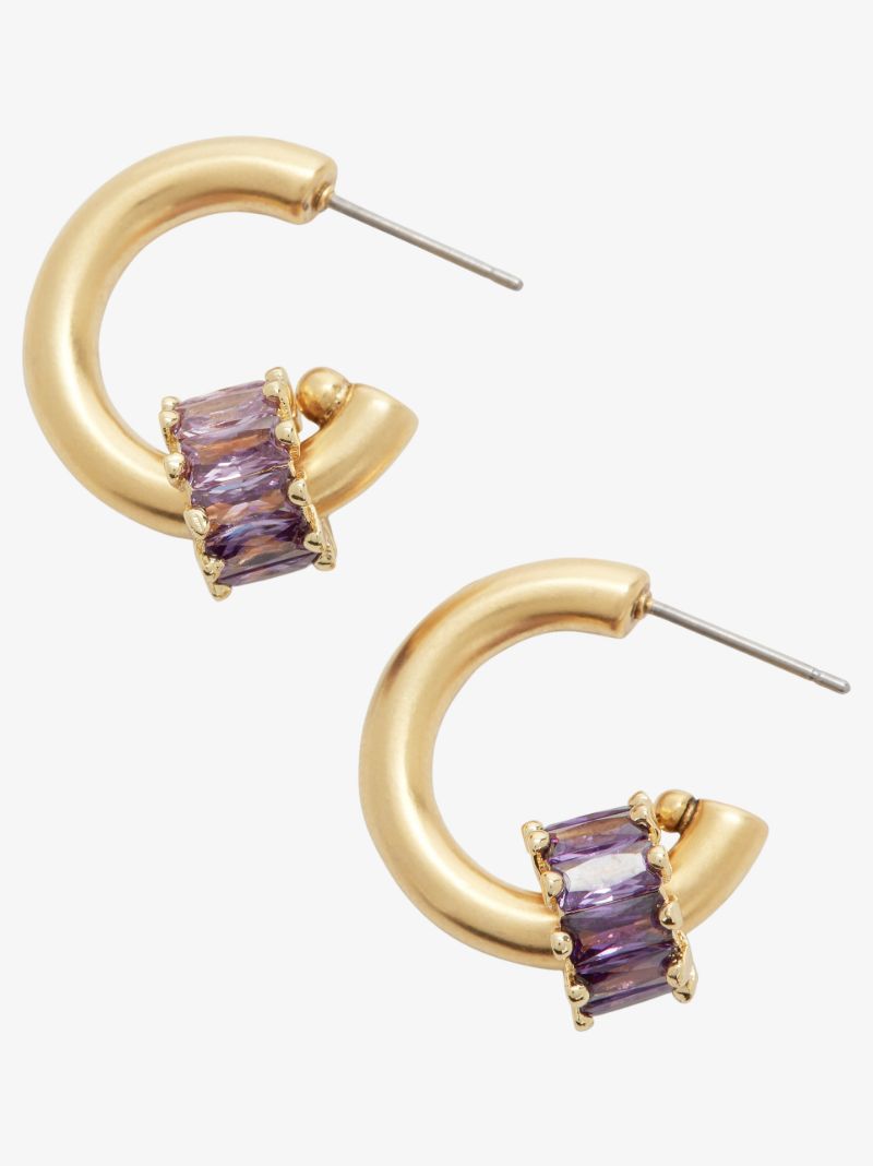 Gold-plated Pinkie Swear Crystal Hoop Earrings