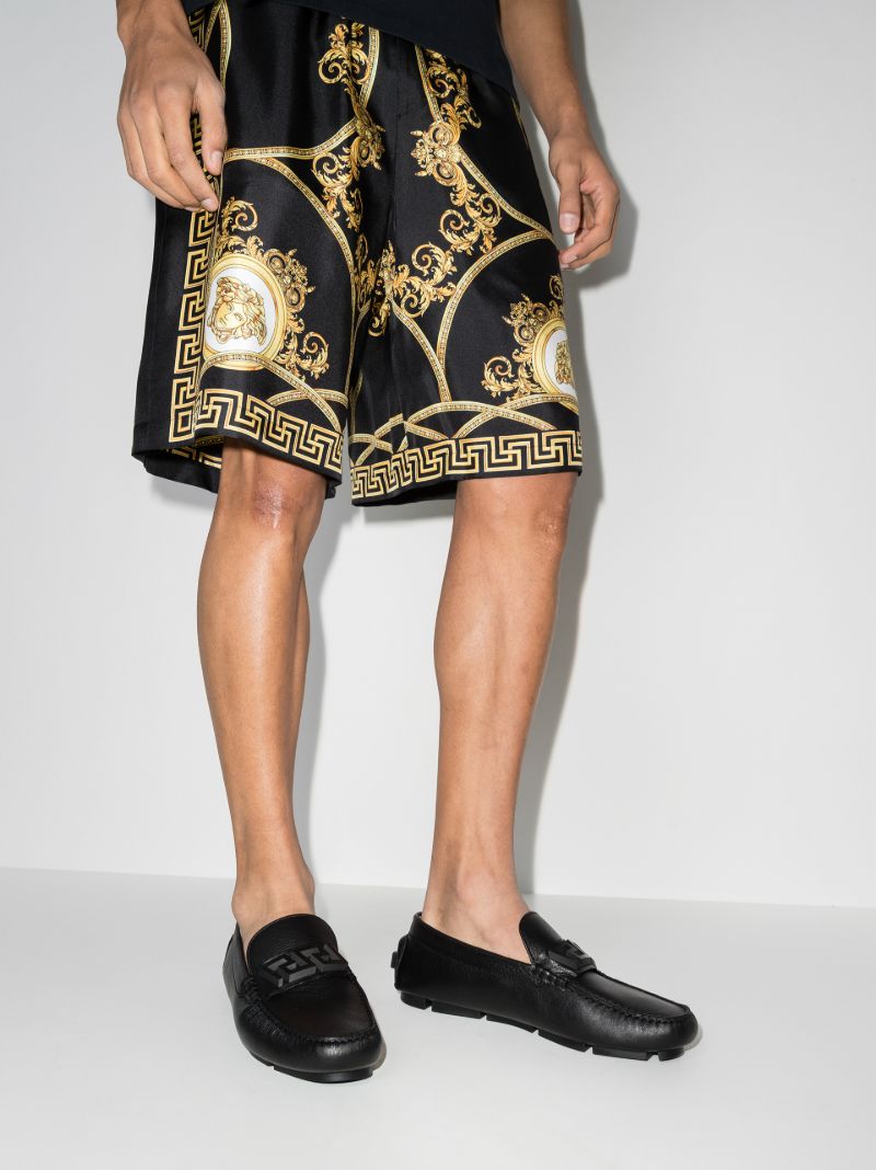 Black La Greca Moccasin Leather Loafers