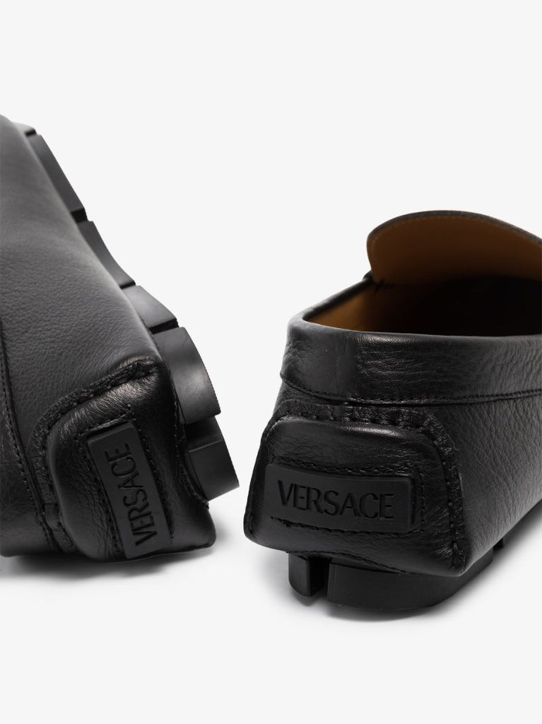 Black La Greca Moccasin Leather Loafers