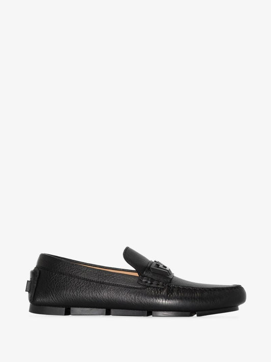 Black La Greca Moccasin Leather Loafers