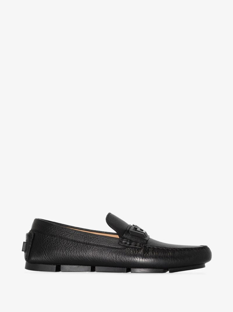 Black La Greca Moccasin Leather Loafers