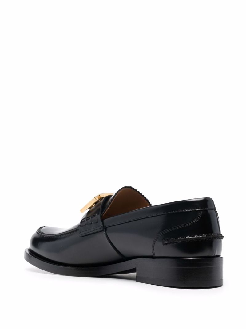 Black Greca Bucale Leather Loafers