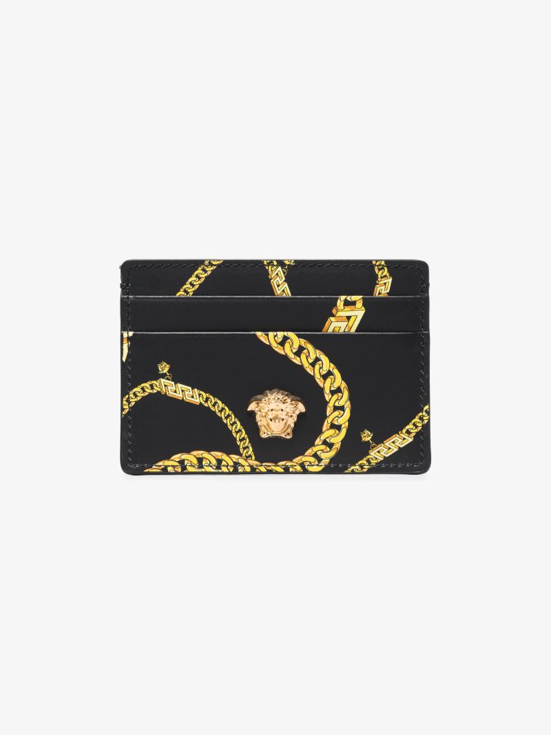 Black Chain La Medusa Leather Card Holder