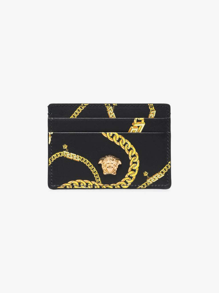 Black Chain La Medusa Leather Card Holder
