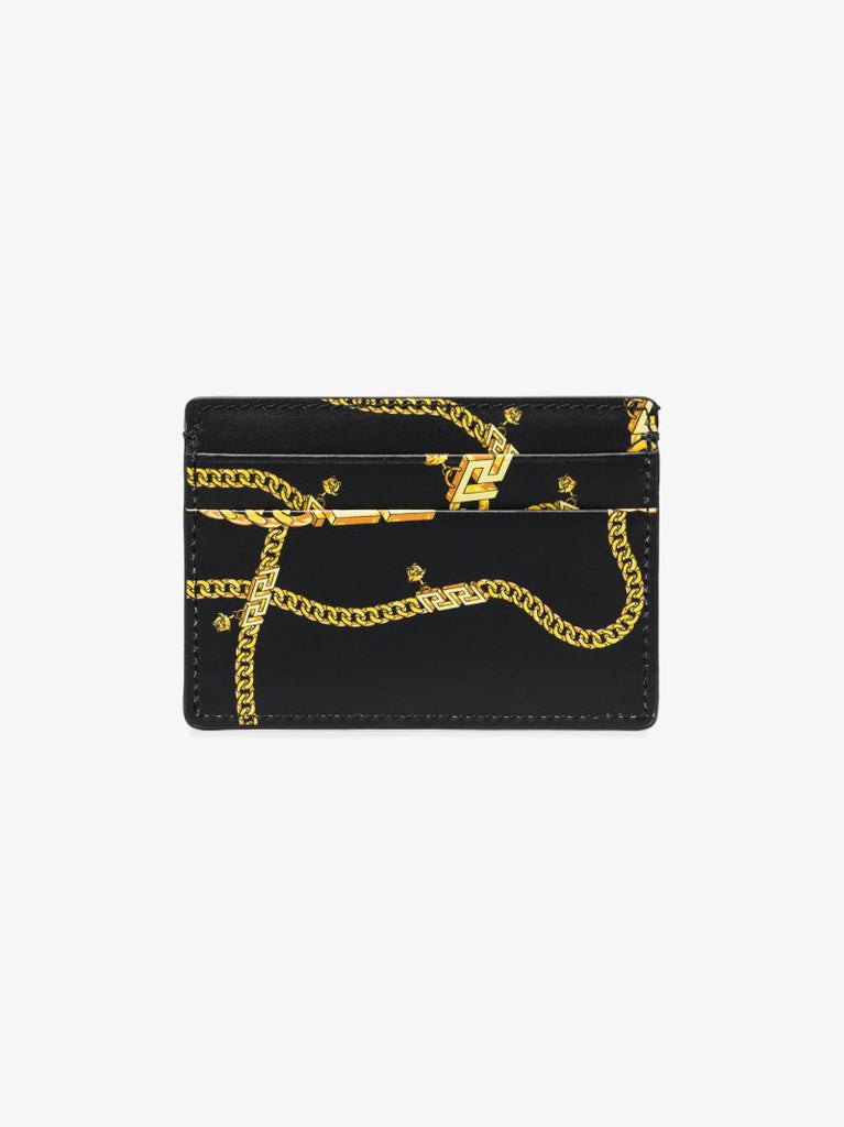 Black Chain La Medusa Leather Card Holder