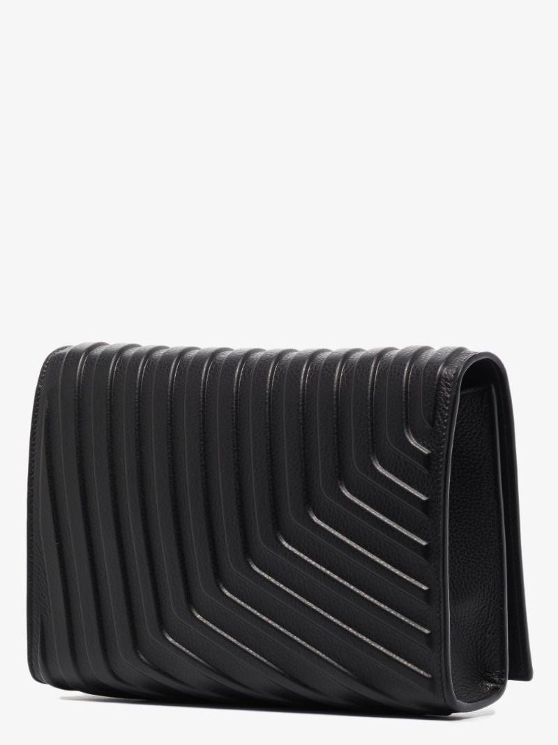 Black Car Embossed Leather Cross Body Bag