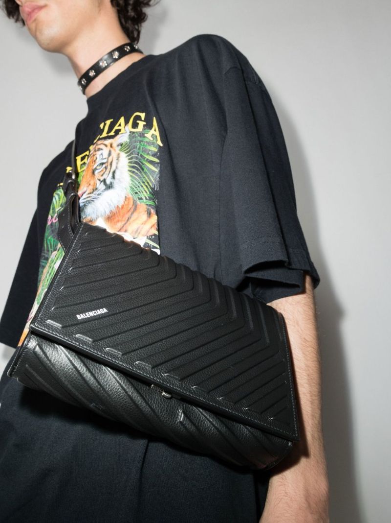 Black Car Embossed Leather Cross Body Bag