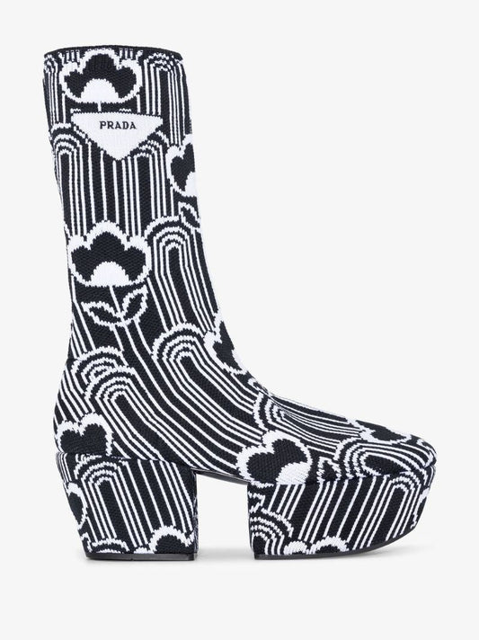 Black 70 Patterned Platform Boots