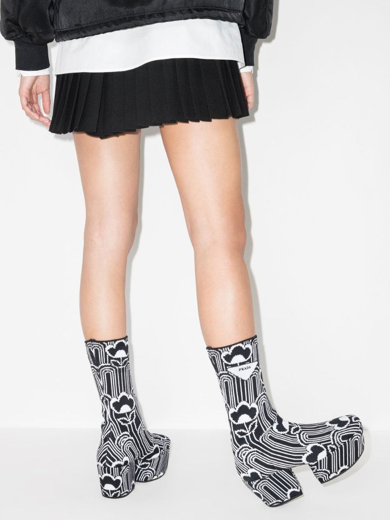 Black 70 Patterned Platform Boots