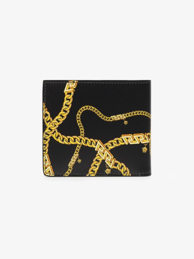 Black La Medusa Chain Leather Wallet