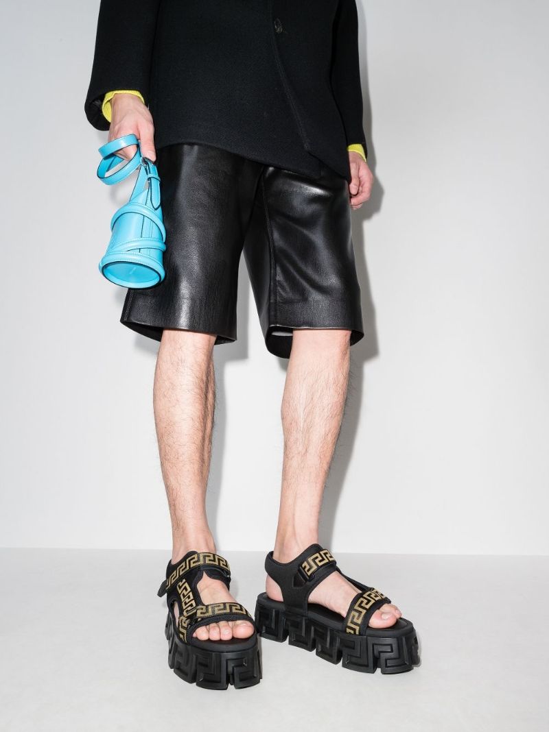 Black Greca Sandals
