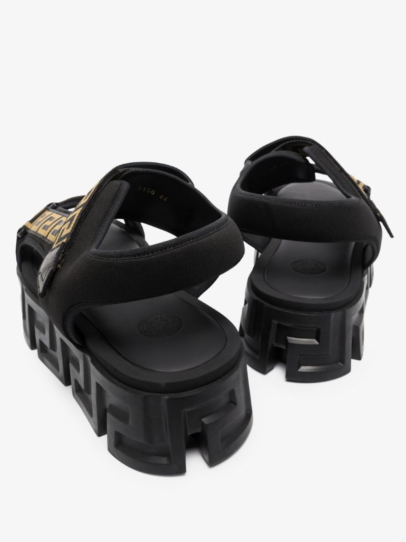 Black Greca Sandals