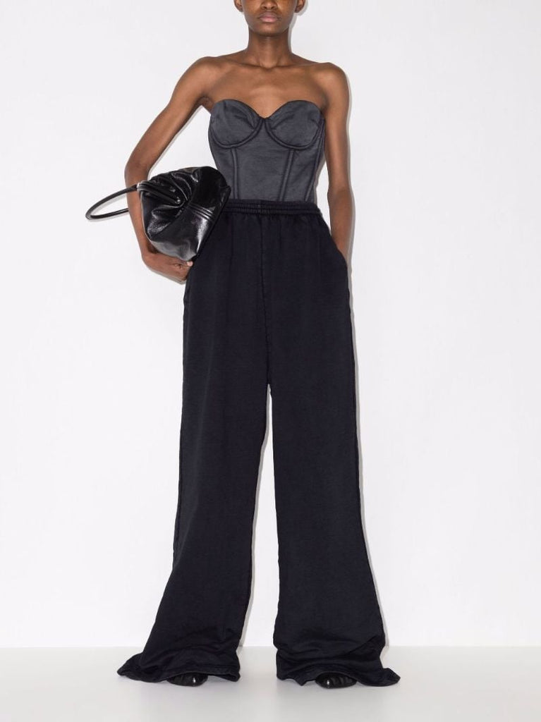 Wide Leg Extra Long Cotton Track Pants