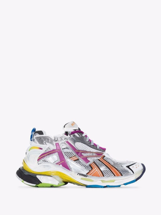 White and Multicoloured Runner Sneakers