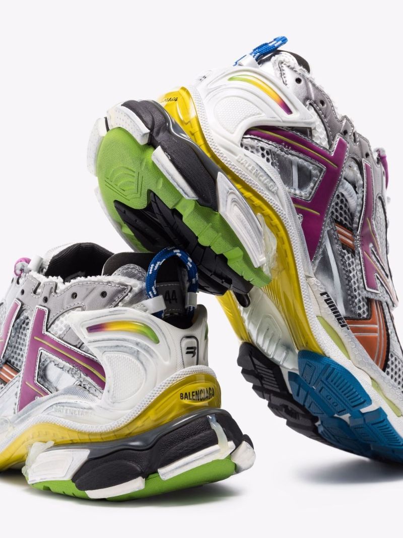 White and Multicoloured Runner Sneakers