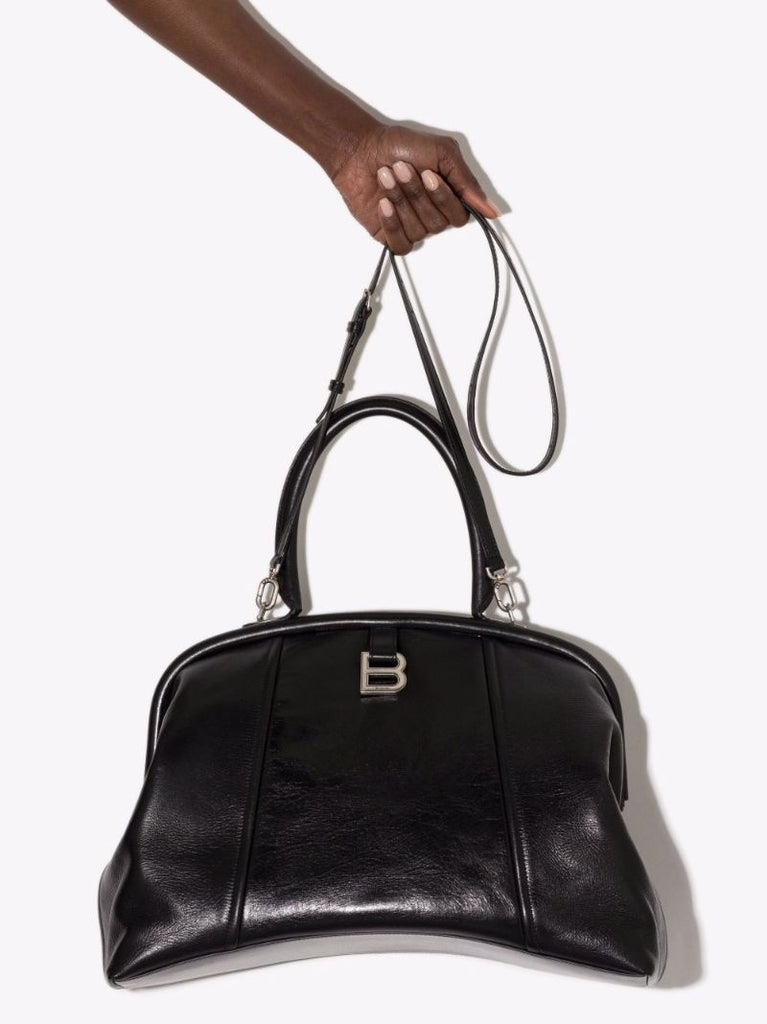 Black Frame Large Leather Tote Bag