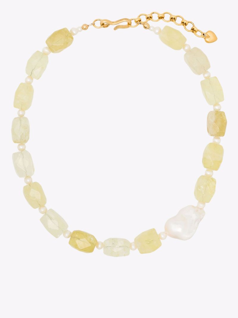 Yellow Anna Citrine Pearl Necklace