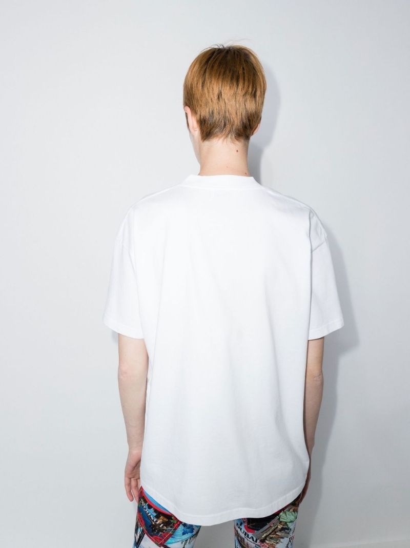 White Paris Logo Print Cotton T-shirt