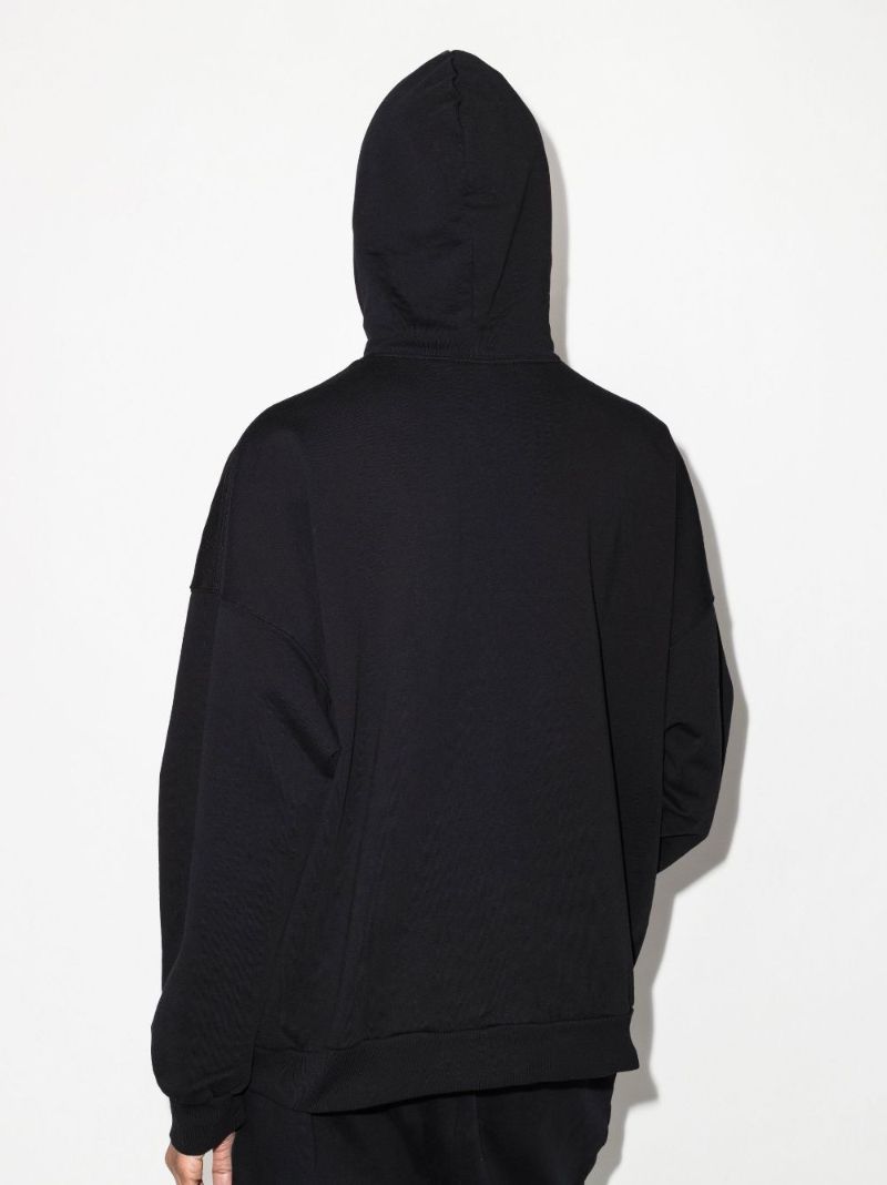 Black Logo Print Cotton Hoodie