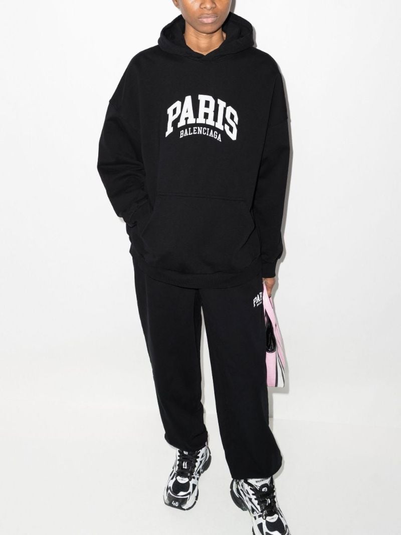 Black Logo Print Cotton Hoodie