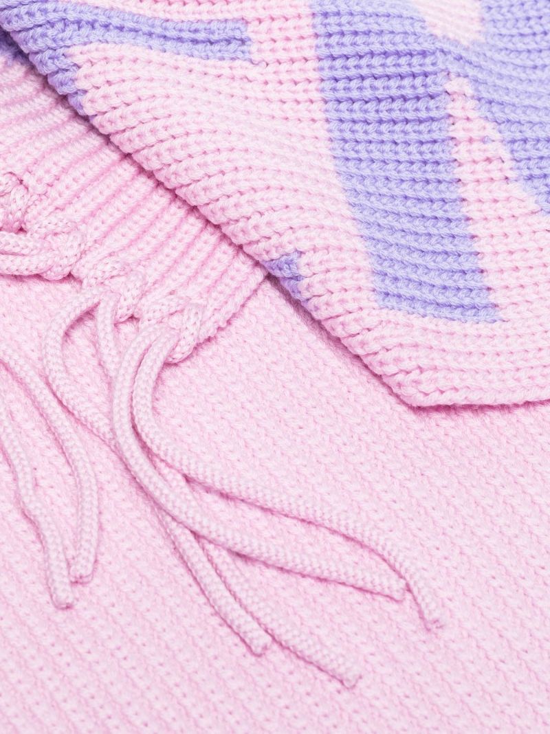 Pink Intarsia Logo Wool Scarf