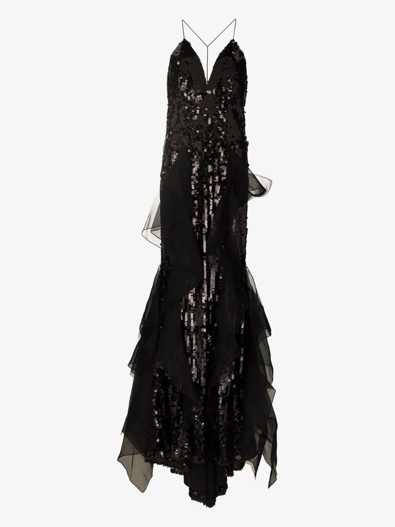 Ruffled Sequin Gown