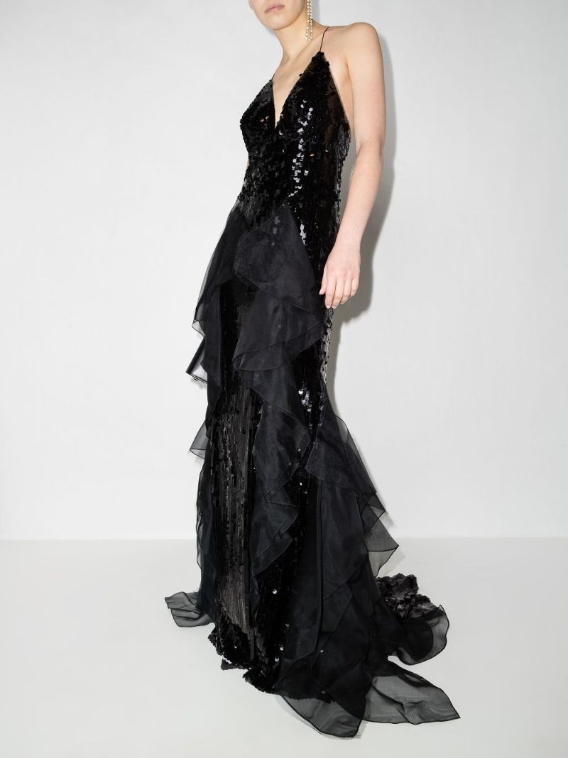 Ruffled Sequin Gown